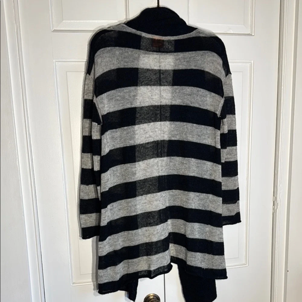 EUC Tory Burch Black and Gray Lightweight Open Front Cardigan Shawl Collar
